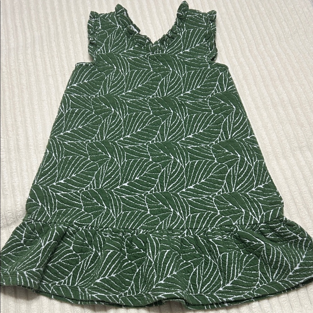 Janie and Jack Green Leaf Print Dress